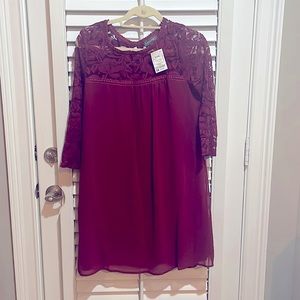 dark red/ burgundy dress with lace detail